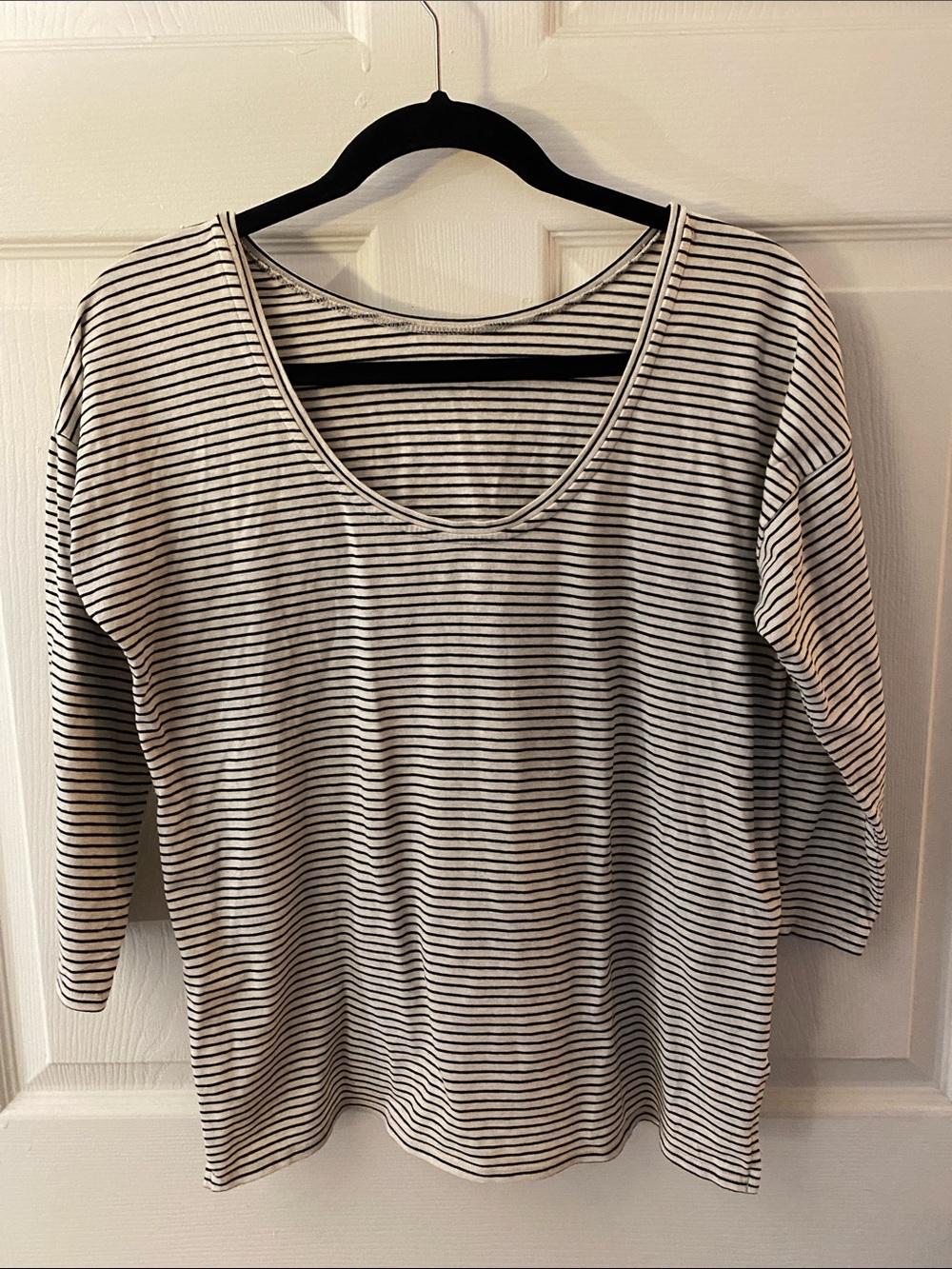 LOFT Striped Long Sleeve Scoop Neck Tee | Size S